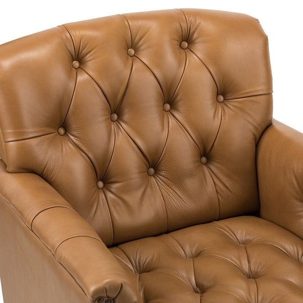 Wemer Transitional Genuine Leather Armchair with Button Tufted Back by HULALA HOME