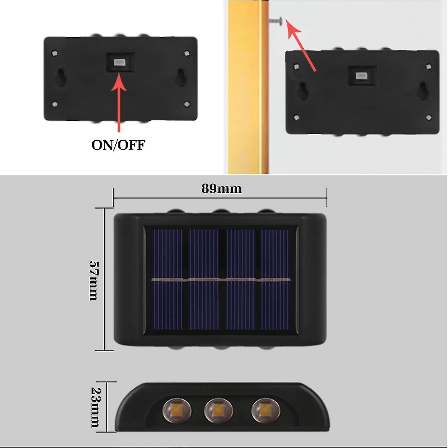 Yaju  Solar Wall Lights Outdoor， Led Waterproof Solar Fence Lights Up And Down Wall Lamps For Garden Decoration， Fence， Yard， Front Door， Pathway 2pcs