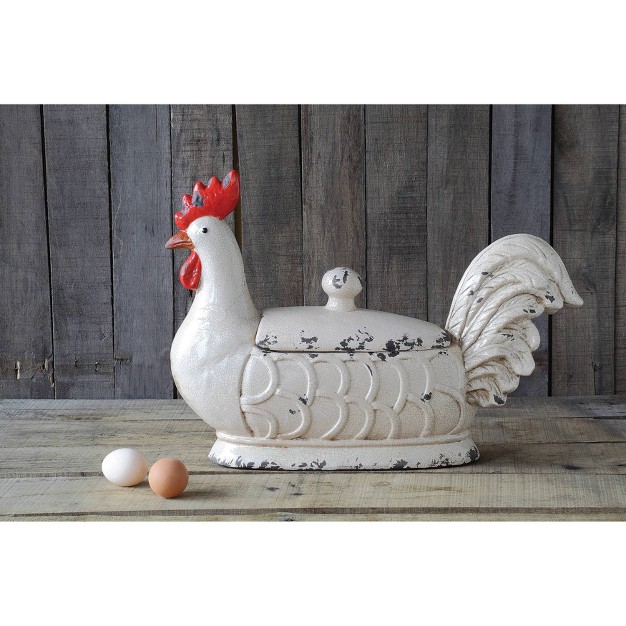 Stoneware Rooster Container Storied Home