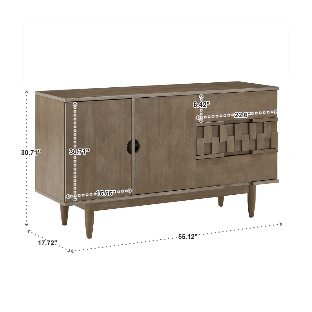 Kieran Mid Century Wood 2 Door and 3 Drawer Server by iNSPIRE Q Modern