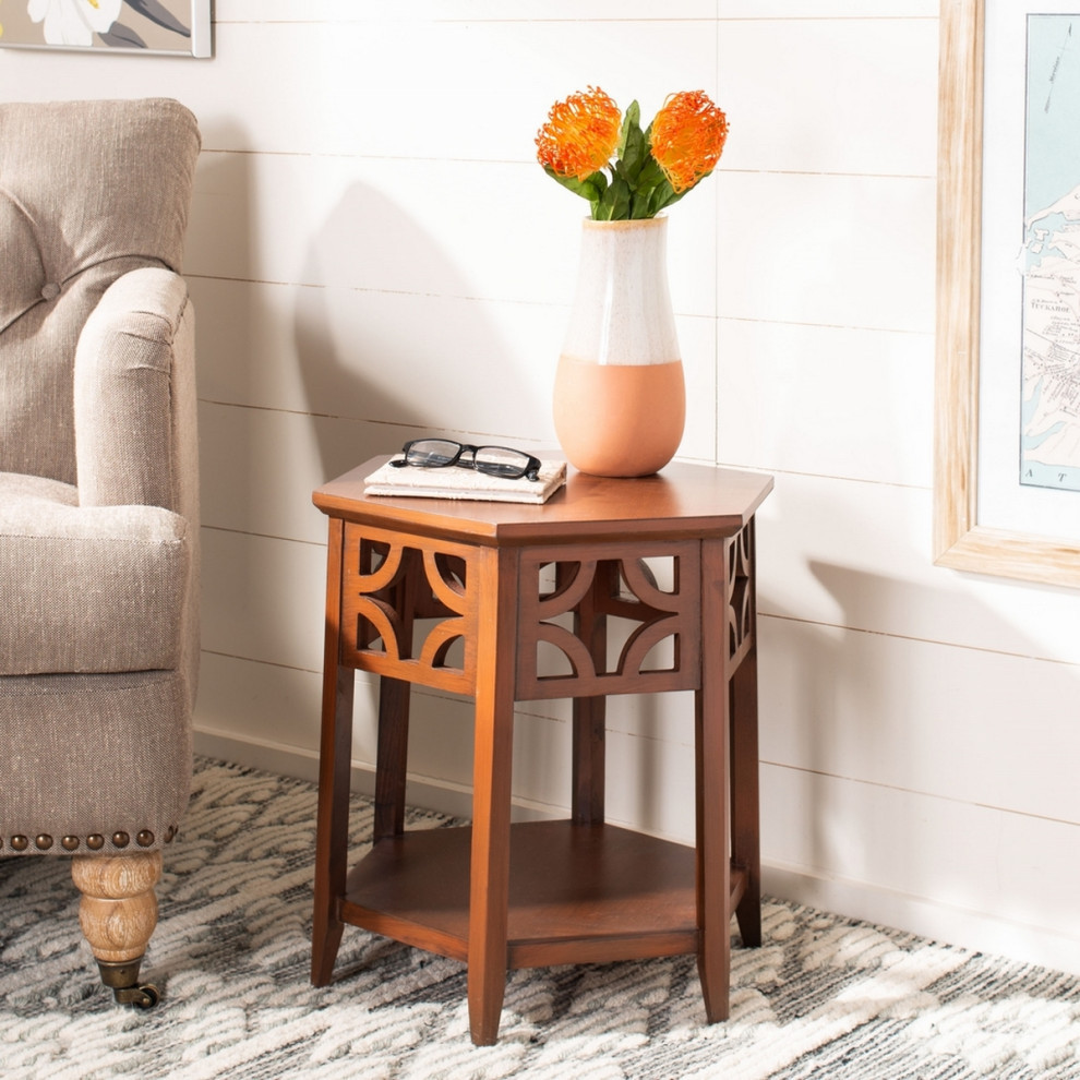 Lomen Mid Century Scandinavian Lacquer End Table White/Dark Brown   Modern   Side Tables And End Tables   by Virgil Stanis Design  Houzz