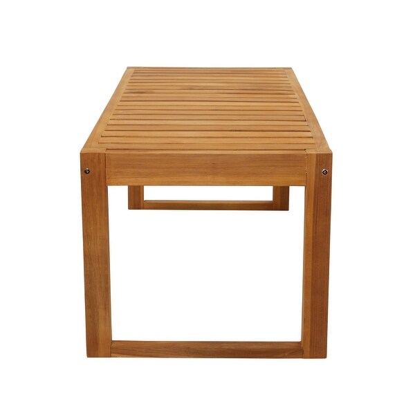 Brown Teak Contemporary Outdoor Accent Table