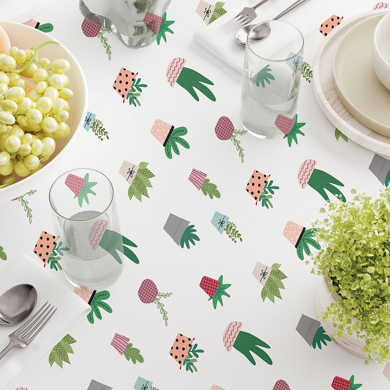 Square Tablecloth， 100% Polyester， 70x70， Cartoon Succulents