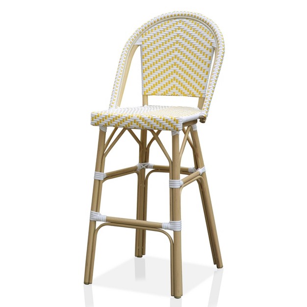 Arely 2pk Wicker Patio Bar Height Chairs Yellow white Mibasics