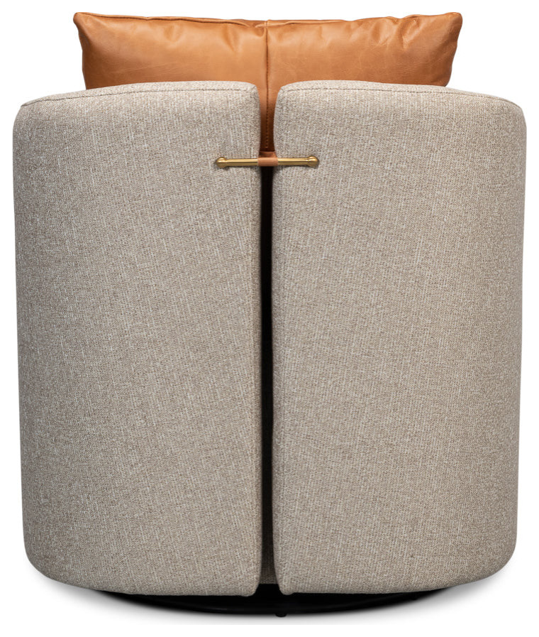 Bronson Swivel Club Chair in Beige Performance Fabric   Traditional   Armchairs And Accent Chairs   by Sideboards and Things  Houzz