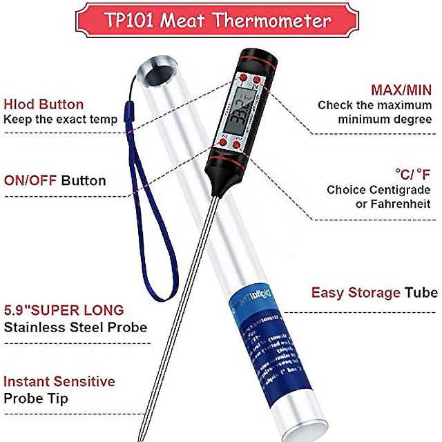 1pcs Meat Thermometer Digital BBQ Thermometer Electronic Cooking Food Thermometer Probe Water Milk Kitchen Oven Thermometer Tools