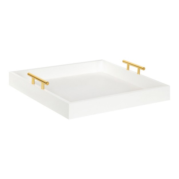 Kate And Laurel Lipton Tray 16x16 White And Gold