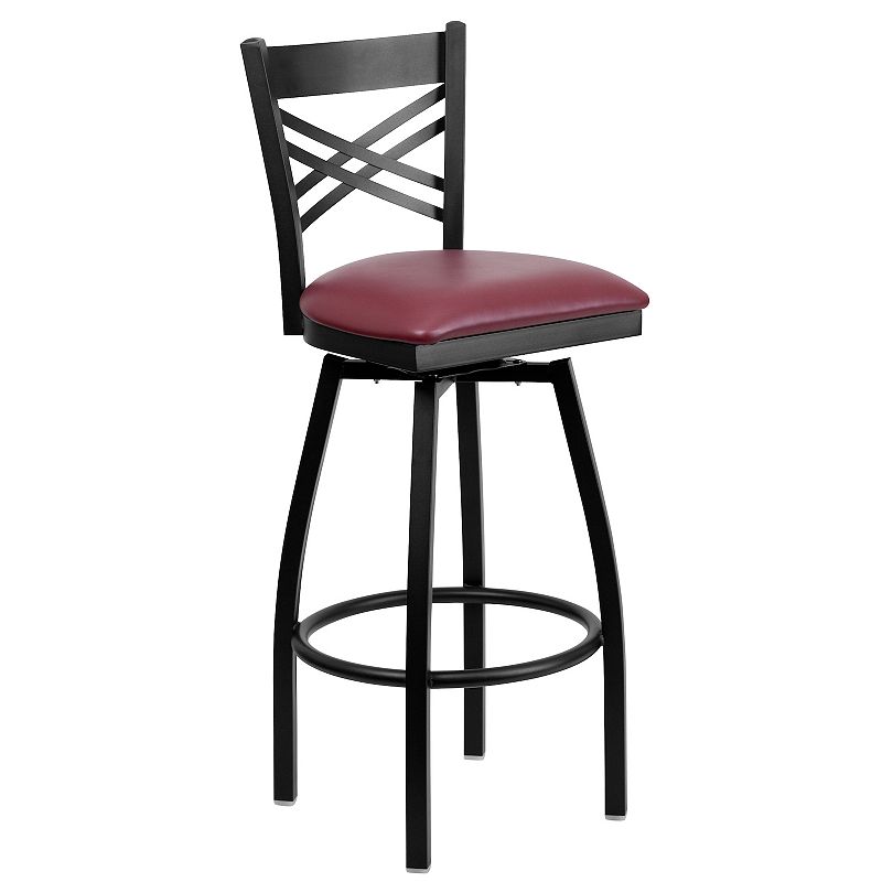 Flash Furniture Hercules Series Black ''X'' Back Swivel Metal Barstool