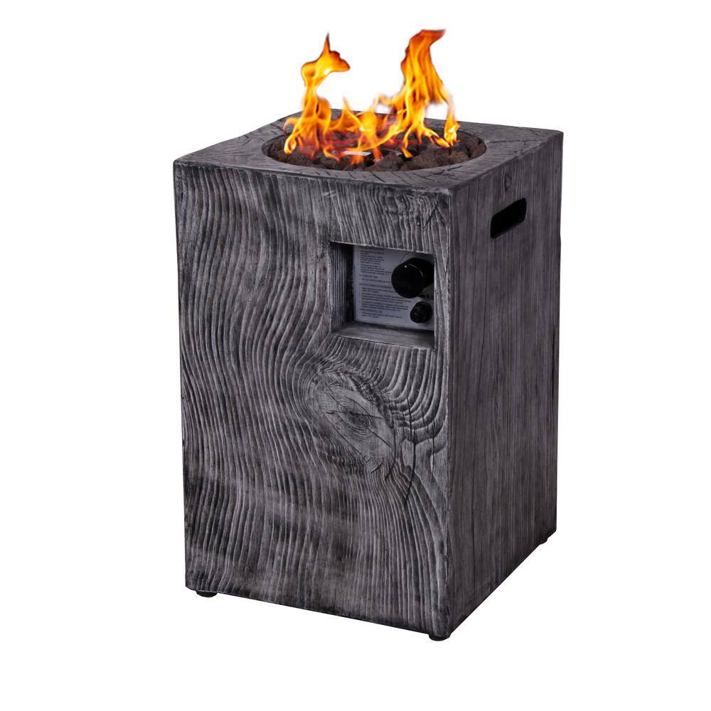 HeatMaxx Outdoor Propane Fire Pit 30000 BTU Column Propane Fire Pit Wood-Look Surface SRGF12111