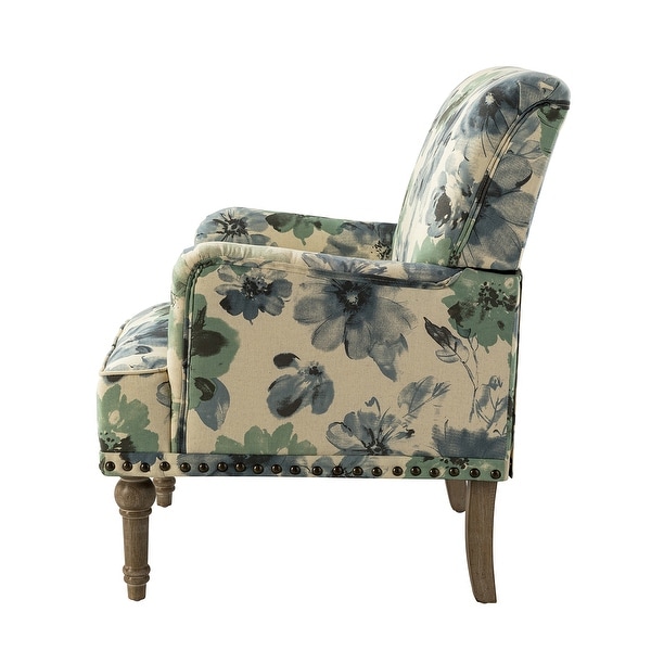 Geltrude Traditional Floral Fabric Design Upholstered Accent Armchair with Nailhead Trim Set of 2 by HULALA HOME