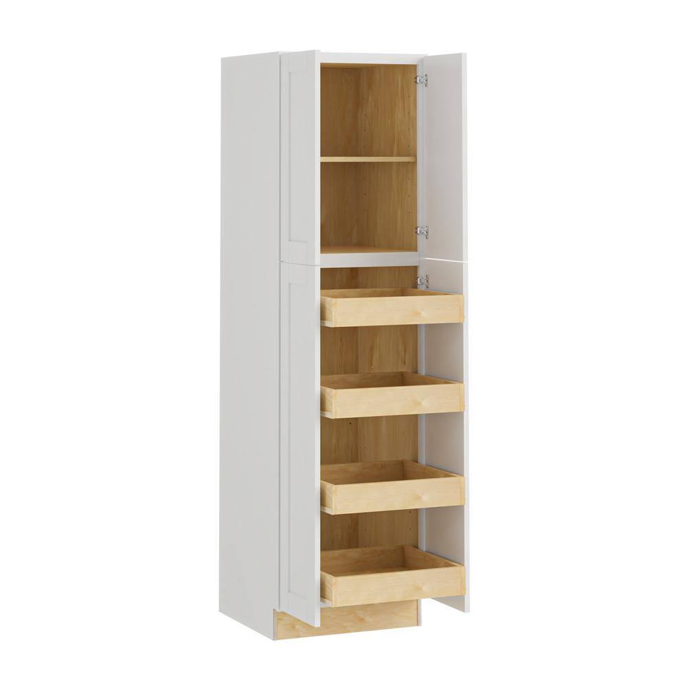 Home Decorators Collection Washington Vesper White Plywood Shaker Stock Assembled Utility Kitchen Cabinet Pantry 4 -Rot 24 in. x 90 in. x 24 in. U242490-4T-WVW