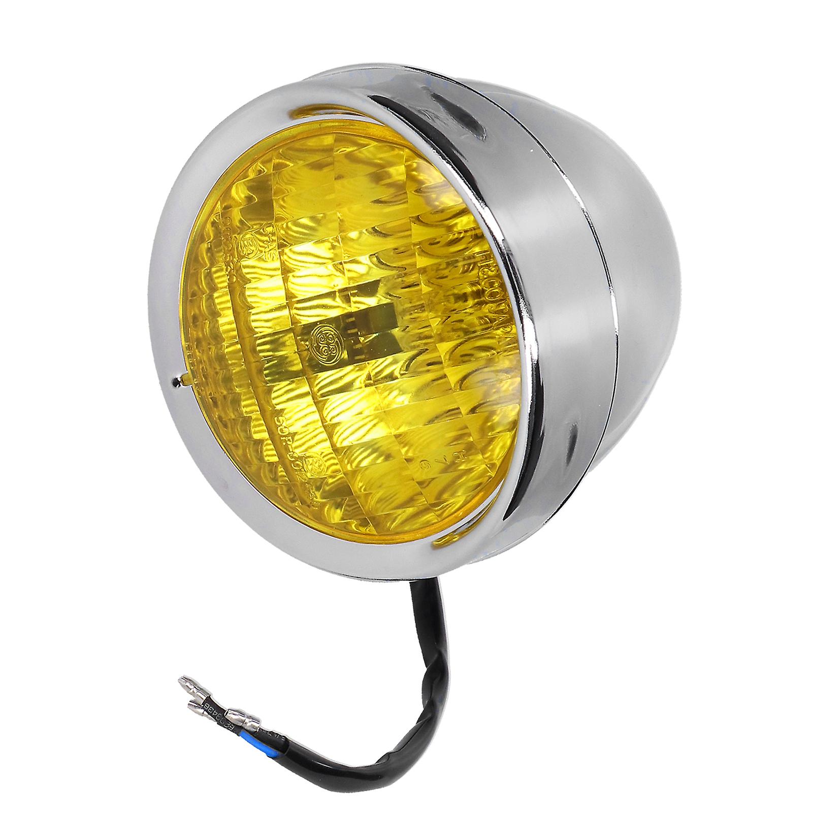 12v 5in Motorcycle Headlight High Brightness Front Lamp Yellow Lens For Retro Motorcycle Waterproof