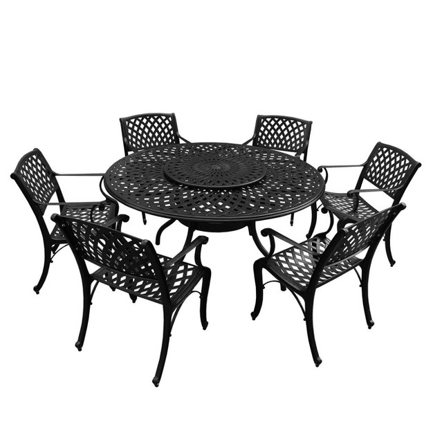 Ornate Mesh Aluminum Round Table amp Modern Chairs Black Oakland Living