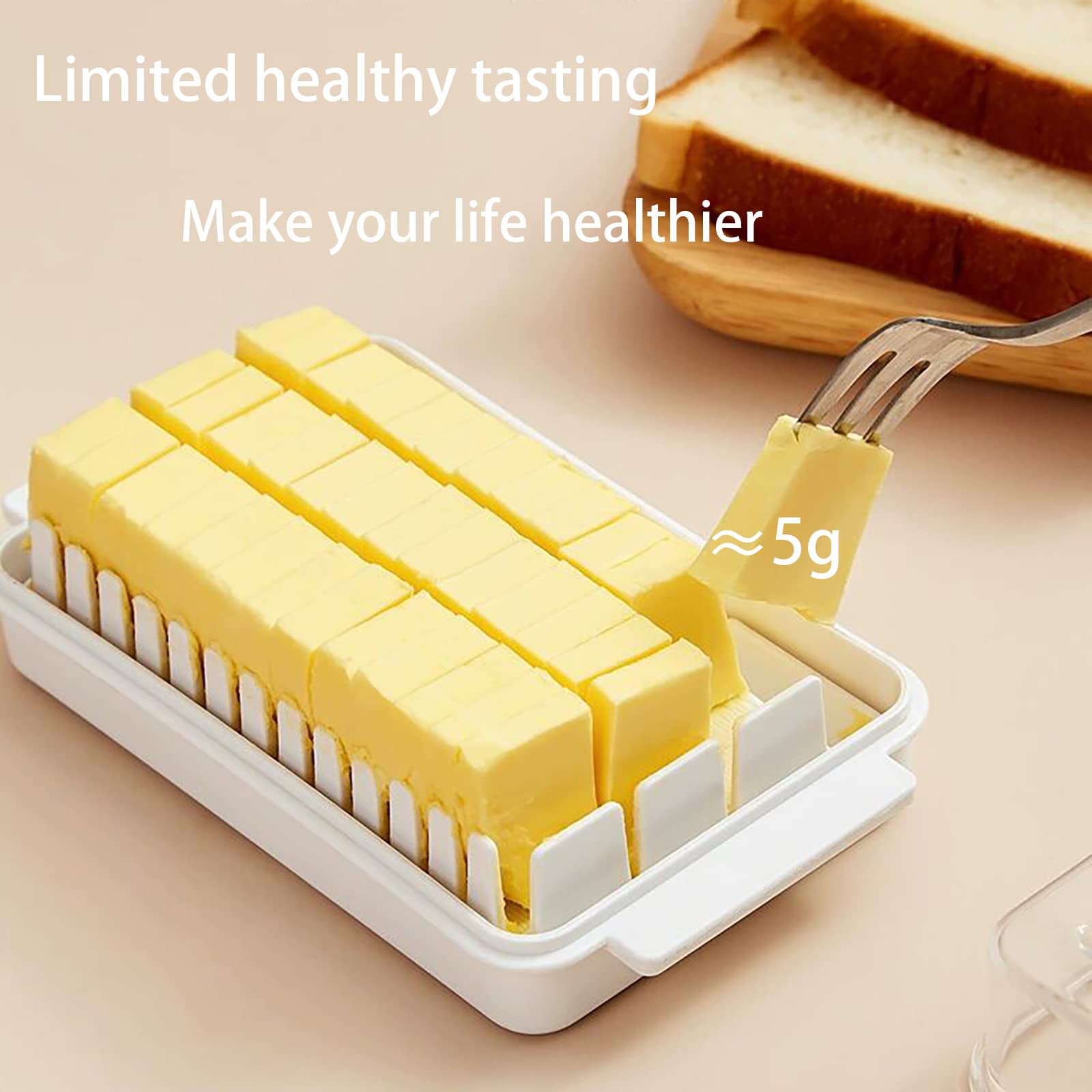 Butter Cutting Organizer Butter Cutting Storage Box Butter Fresh-Keeping Box Sealed Rectangular Kitchen Household Storage Box， Easy Storage and Use