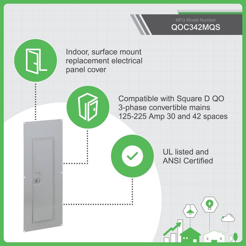 Square D QO 42-Space 3-Phase Indoor Main Breaker Load Center Surface Mount Cover QOC342MQS