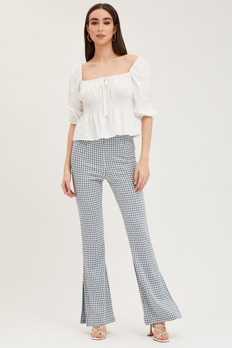 Check Flare Pants High Rise