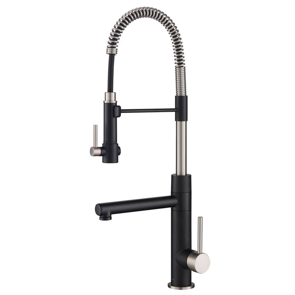 KRAUS Artec Pro Single Handle Pull Down Sprayer Kitchen Faucet with Pot Filler in Spot Free Stainless SteelMatte Black KPF-1603SFSMB