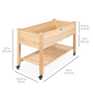 Ejoy 48 in. x 20 in. x 30 in. Wooden Elevated Planter Bed PlanterCarriage_48x30x20