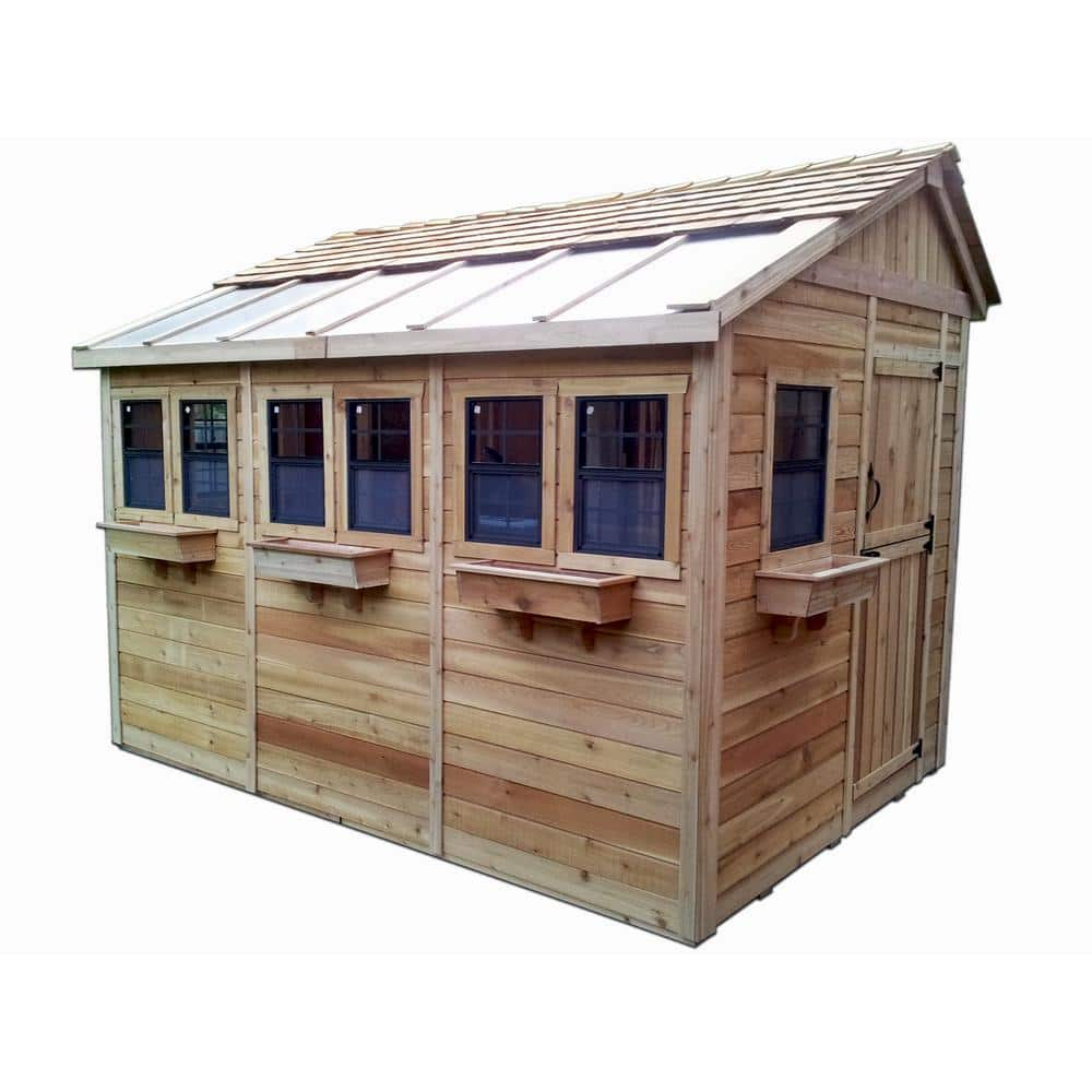 Outdoor Living Today Sunshed 8 ft. x 12 ft. Western Red Cedar Garden Shed SSGS812