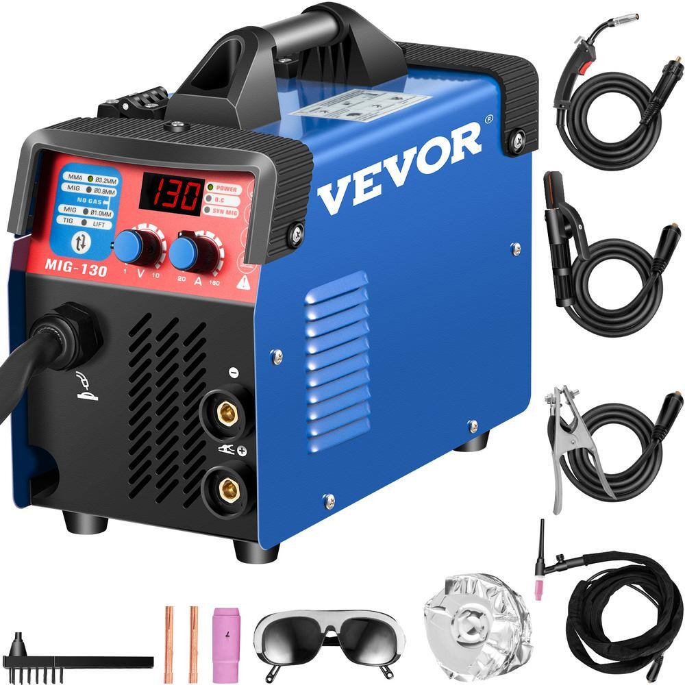 VEVOR 3 in 1 MMAMIGLIFT TIG Combo Welder 130 Amp 110-Volt IP21S Welding Machine with IGBT Inverter Free Welding Wires Gun MIGHJ130SZHJM0001V1