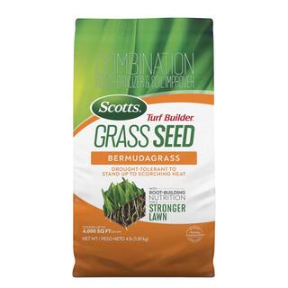 Scotts Turf Builder 4 lbs. Grass Seed Bermudagrass with Fertilizer and Soil Improver Drought-Tolerant 18052