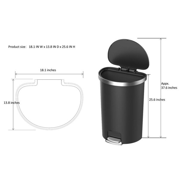 14.5-gal Plastic Semi Round Kitchen Step Trash Can