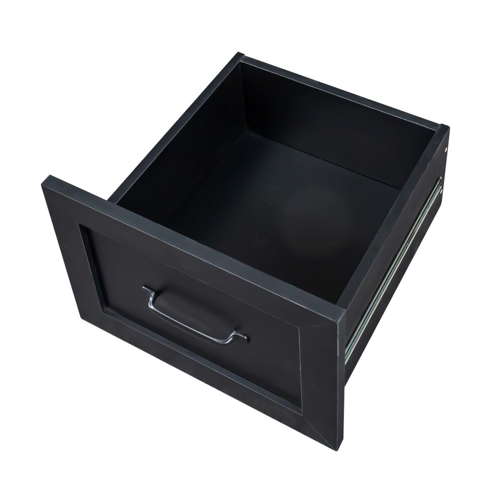L Shape Home Office Computer Desk with Hutch Study Table with Drawers  Black
