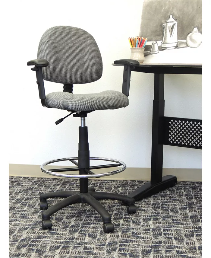 Boss Office Products Drafting Stool W Footring And Adjustable Arms