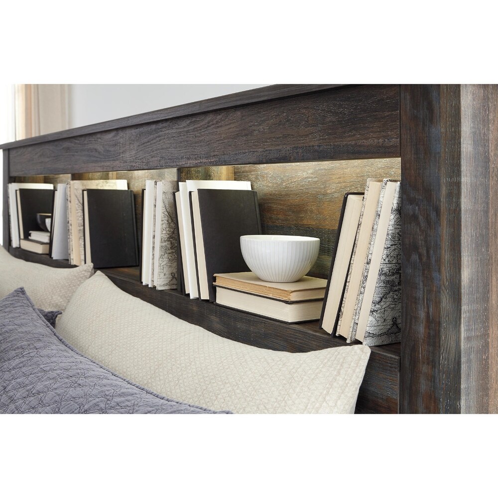 Drystan Rustic Brown Bookcase Headboard