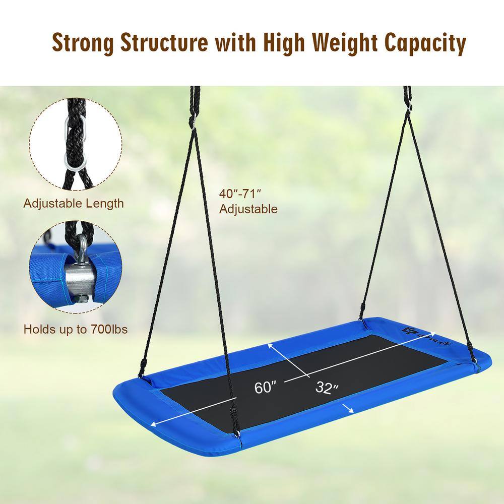 Costway 700 lbs. Giant 60 in. Platform Tree Web Swing Outdoor with 2 Hanging Straps Blue OP70630NY