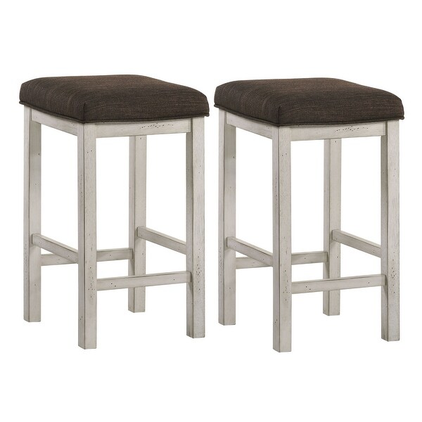 Furniture of America Milbain Farmhouse White Counter Stool (Set of 2)