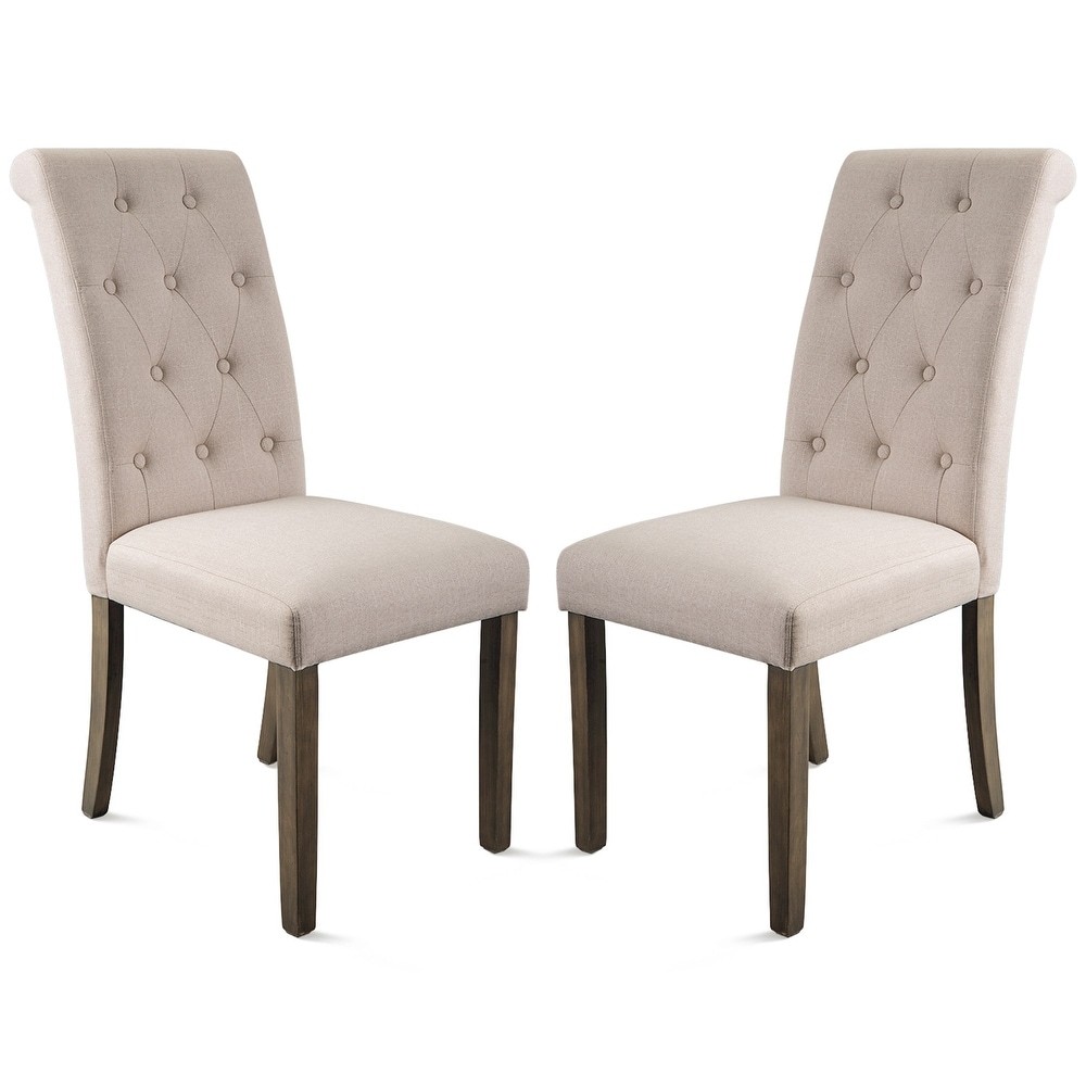 Elegant Solid Wood Tufted Dining Chair Dining Room Set(Set of 2)