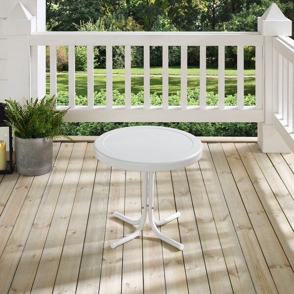 Crosley Retro Metal Side Table In Alabaster White