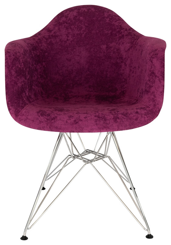 LeisureMod Willow Velvet Eiffel Metal Base Accent Armchair in Purple   Midcentury   Dining Chairs   by Homesquare  Houzz