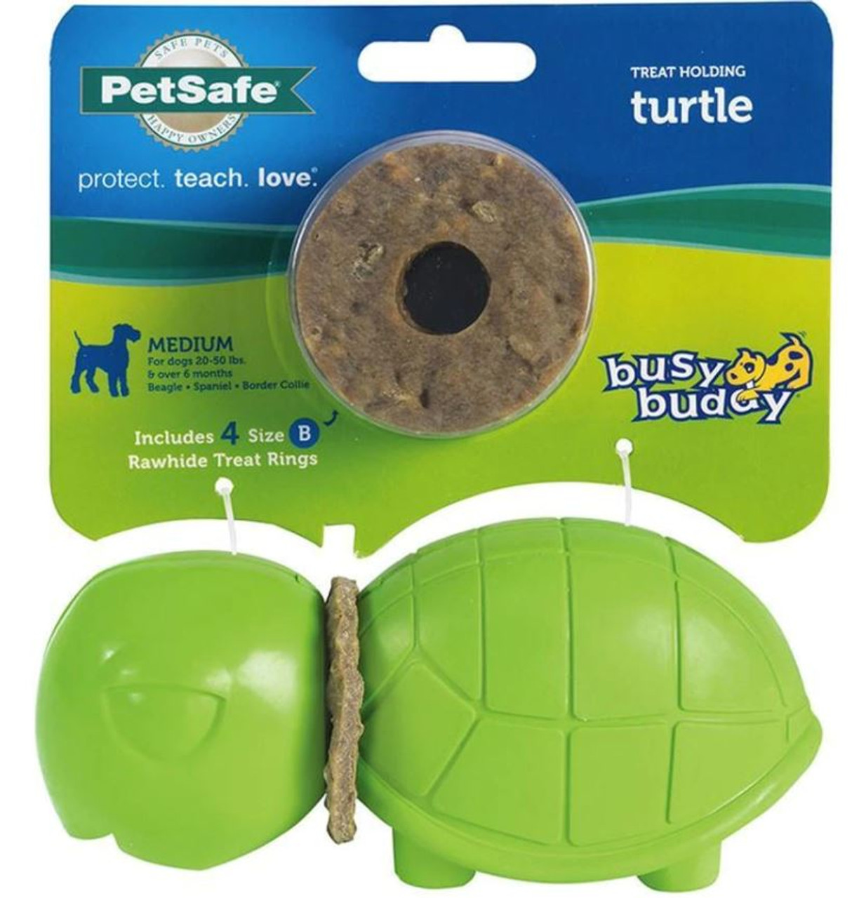 PetSafe Busy Buddy Treat Holding Turtle Dog Toy， MD， Green