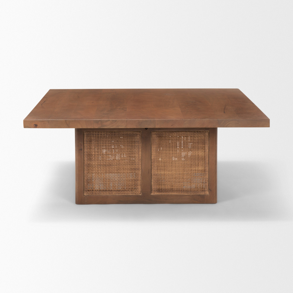 Grier Medium Brown Solid Wood  ampCane Coffee Table   Tropical   Coffee Tables   by Mercana  Houzz