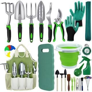 105-Piece Green Heavy-Duty AluminumGarden Tool Set with Tool Pouch B08SBMH631