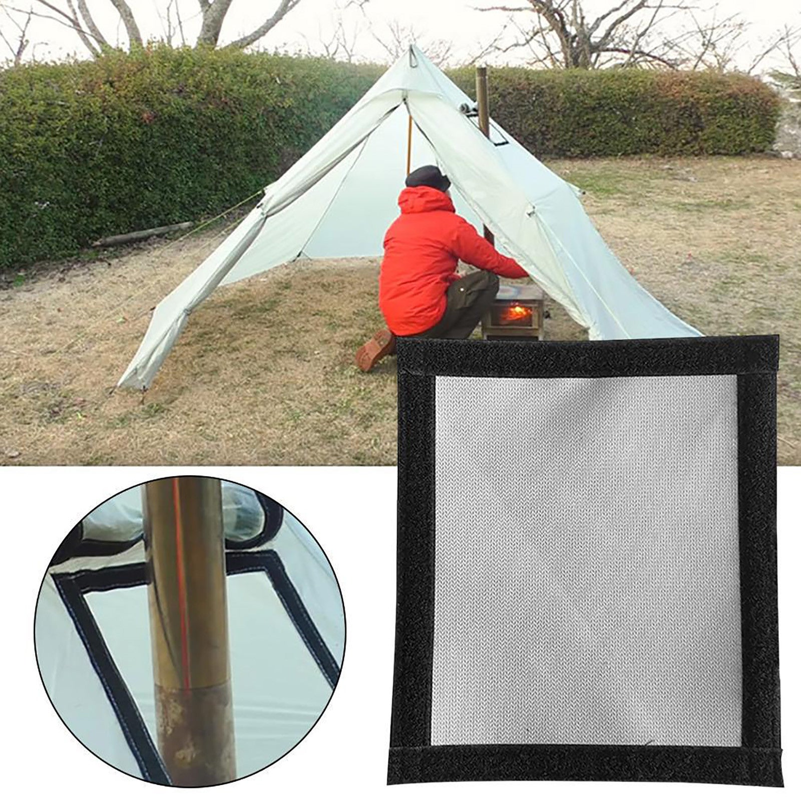 Tent Wood Stove Chimney Stove Pipe Anti-Scald Ring Protective Sleeve