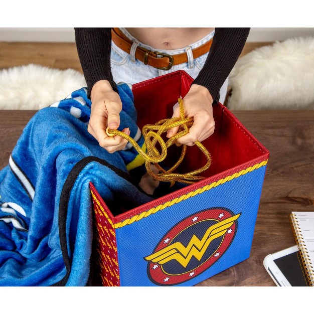 Ukonic Dc Comics Wonder Woman Logo Storage Bin Cube Organizer 11 Inches