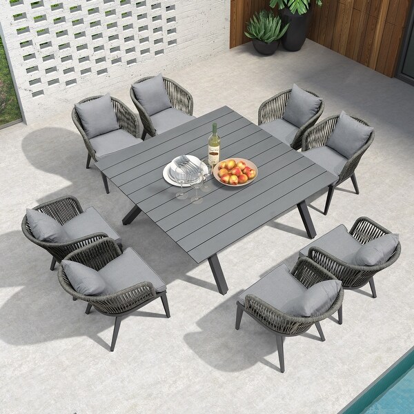 PURPLE LEAF 711 Patio Dining Set，Aluminum Frame Table，Wicker Chairs