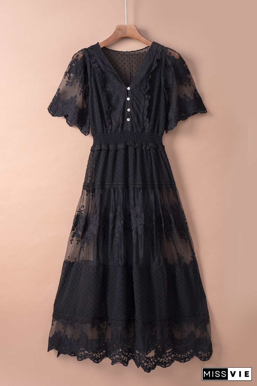 Black Luminous Dawn Lace Gown