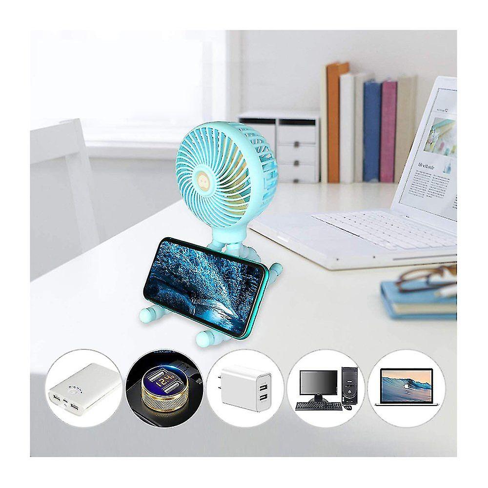 Mini Usb Fan Mini Handheld Stroller Fan Portable With Flexible Tripod Rechargeable Usb Fan 3 Speeds