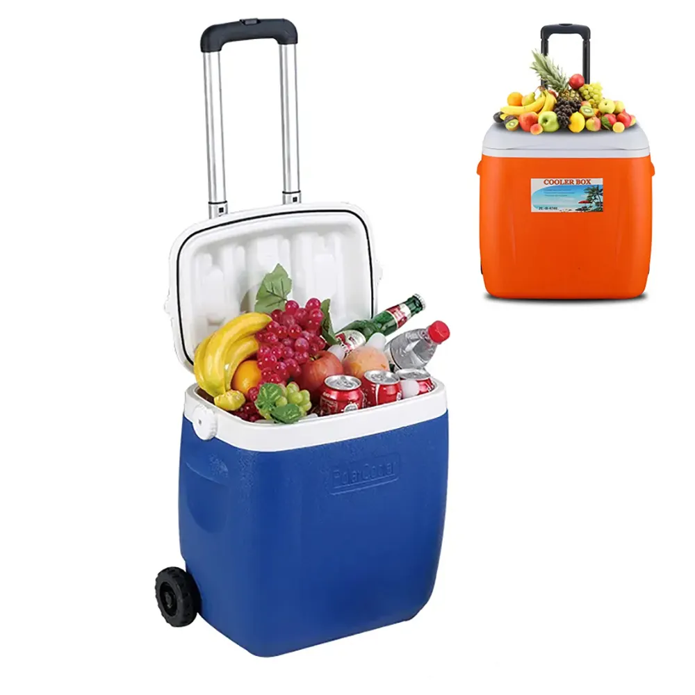 Portable Outdoor Plastic Folding Storage Camping Cooler Box with Wheels