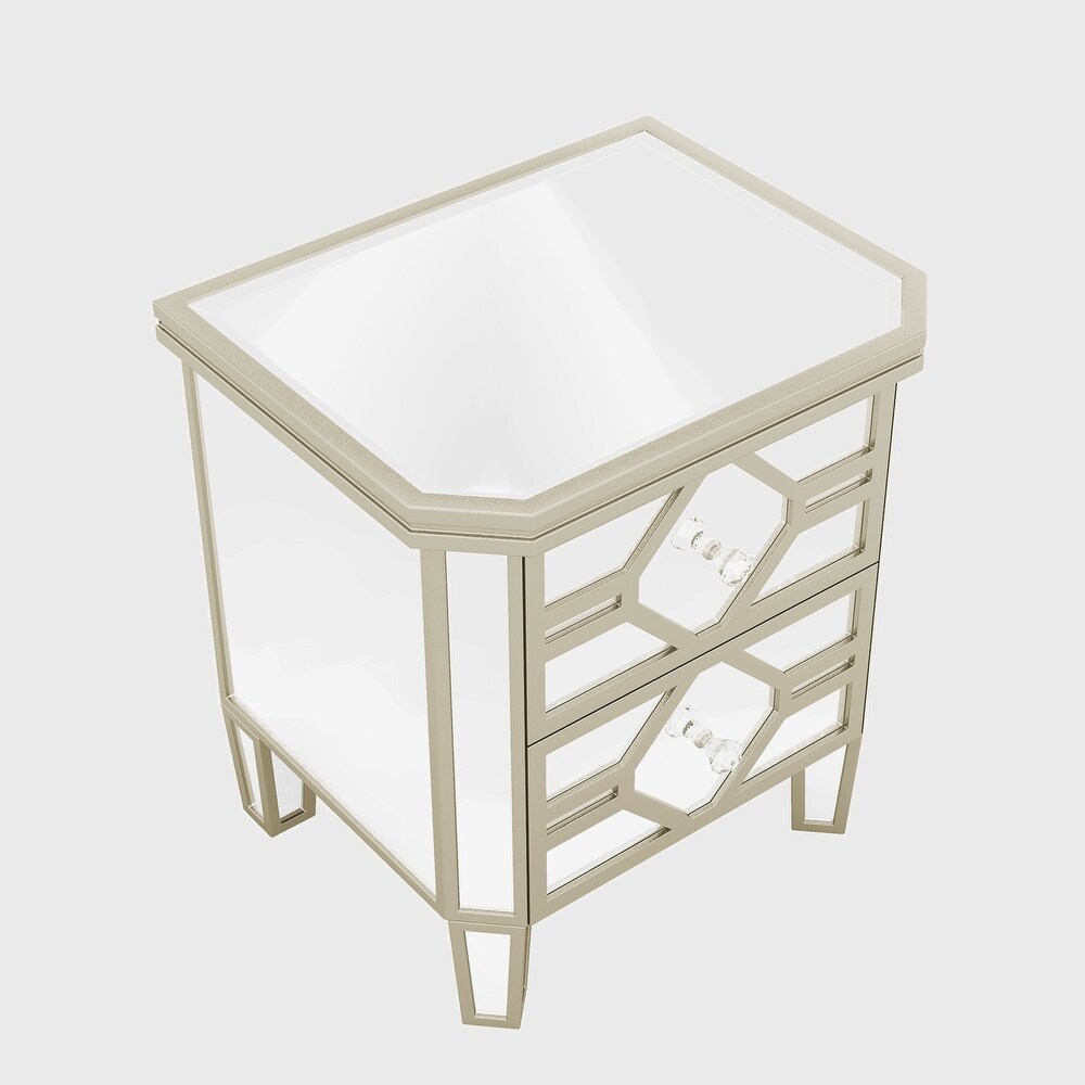 Mirrored 2 Drawer Nightstand