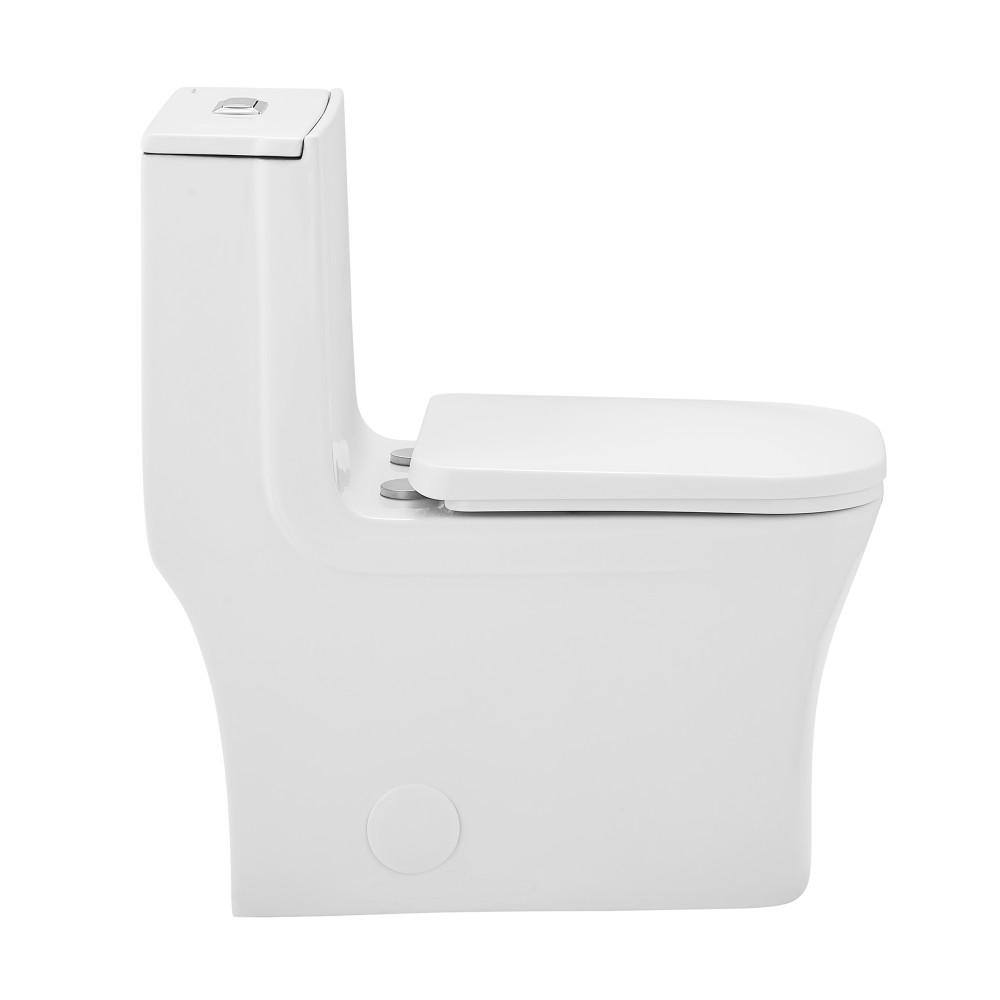 Swiss Madison Concorde 14 in. Rough-In 1-piece 1.11.6 GPF Dual Flush Square Toilet in Glossy White Seat Included SM-1T102