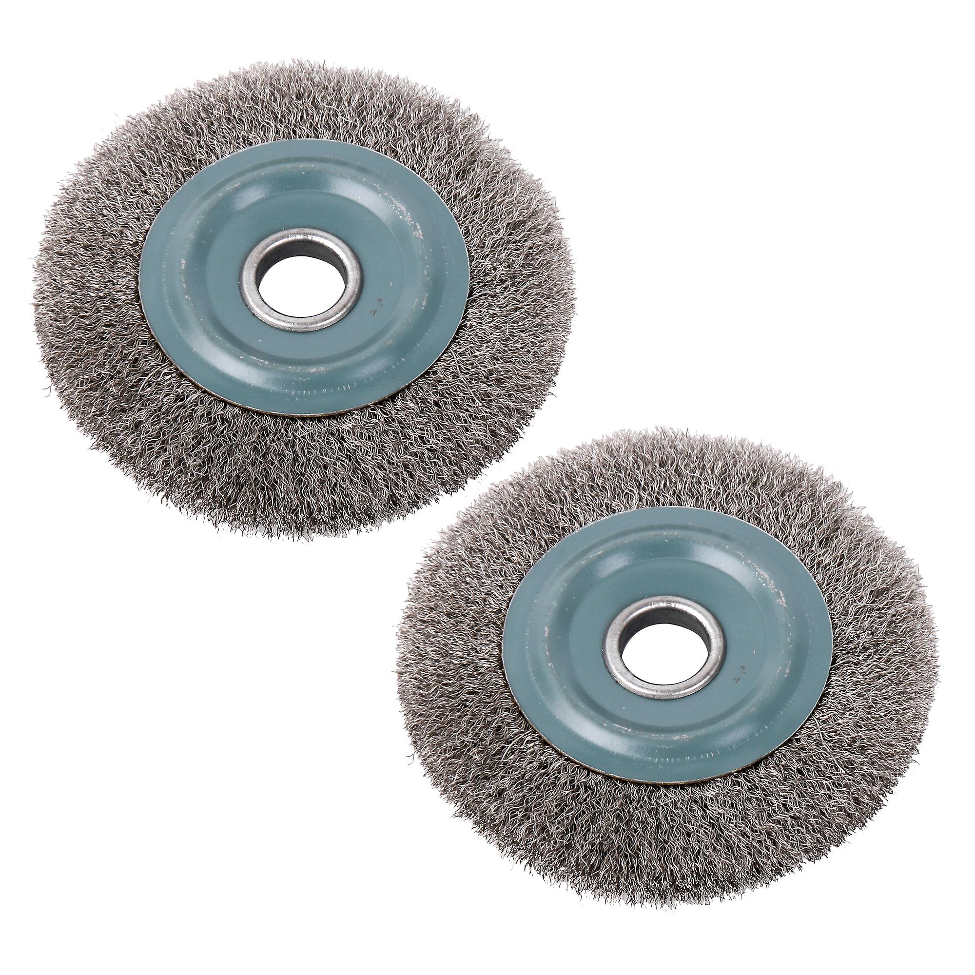 2Pcs 4Inch Bench Wire Wheel Brush 0.01Inch with 5/8Inch Arbor for Paint Removal