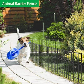 Oumilen Decorative Garden Fence 10-Pack No Dig Animal Barrier Border Black Metal Fencing Panel LT-K317-SJ