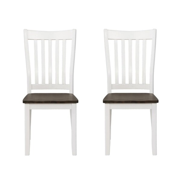 Set of 2 Dining Side Chairs in Espresso and White