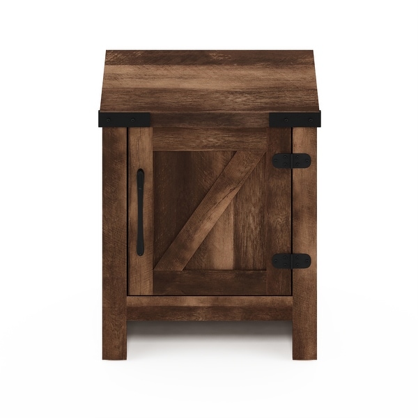 Furinno Jensen Farmhouse End Table with Barn Door