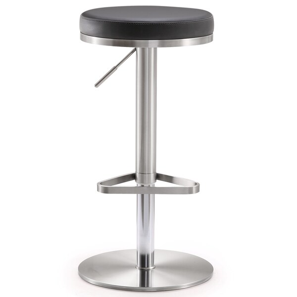 Fano Stainless Steel Faux Leather Adjustable Round Barstool